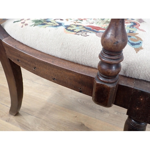 303 - A set of 19th Century mahogany bar-back Dining Chairs on ring turned front supports including one ca... 