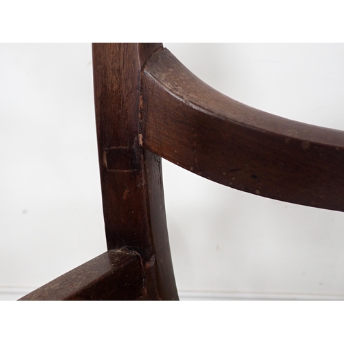 303 - A set of 19th Century mahogany bar-back Dining Chairs on ring turned front supports including one ca... 