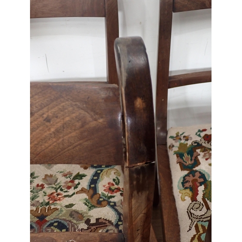 303 - A set of 19th Century mahogany bar-back Dining Chairs on ring turned front supports including one ca... 