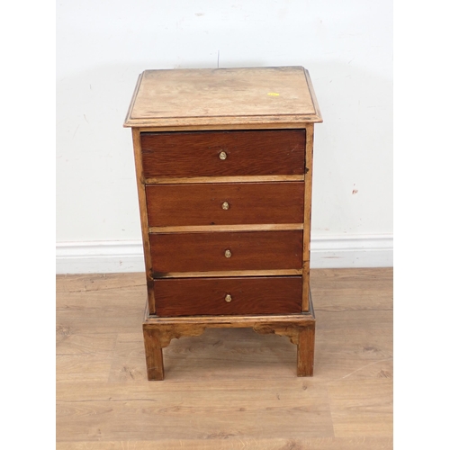 311A - A mahogany Bedside Chest of four drawers on bracket feet 2ft 2in H x 1ft 4in W