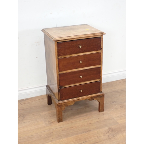 311A - A mahogany Bedside Chest of four drawers on bracket feet 2ft 2in H x 1ft 4in W