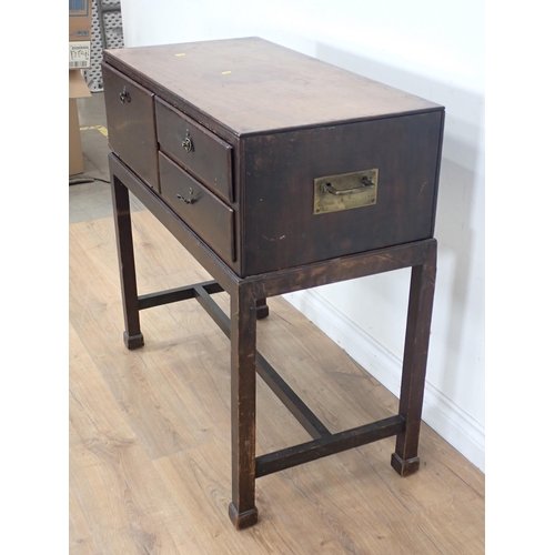 319 - A mahogany Canteen Table fitted fall front cupboard and two baise lined drawers 2ft 11in H x 2ft 10i... 