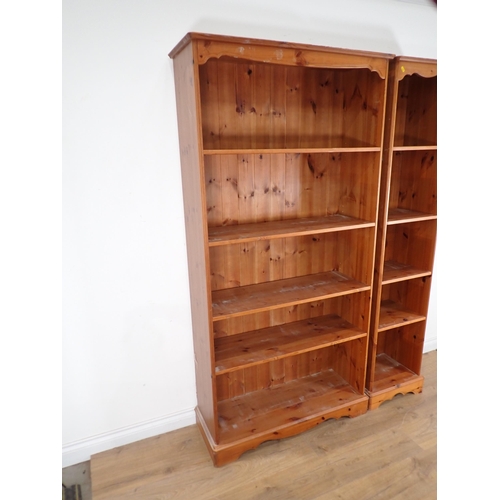 325 - Two modern pine open Bookcases 6ft 3in H x 3ft 1in W and 6ft 3in H x 1ft 5in W