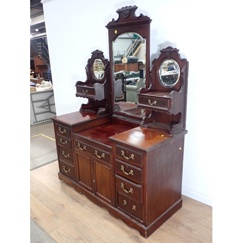 327 - A Victorian mahogany Dressing Chest fitted nine drawers and two cupboard doors 5ft 10in H x 4ft 4in ... 