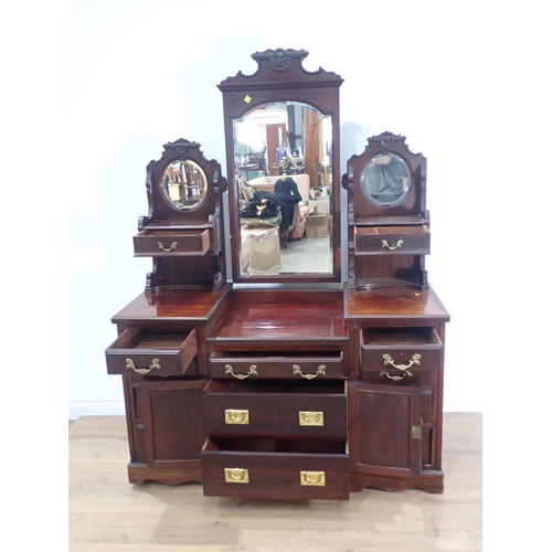 327 - A Victorian mahogany Dressing Chest fitted nine drawers and two cupboard doors 5ft 10in H x 4ft 4in ... 