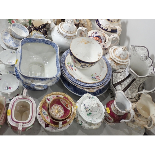 342 - A large quantity of mainly 19th Century Engliash china Tea Pots, Sucriers, Plates, Cups and Saucers,... 