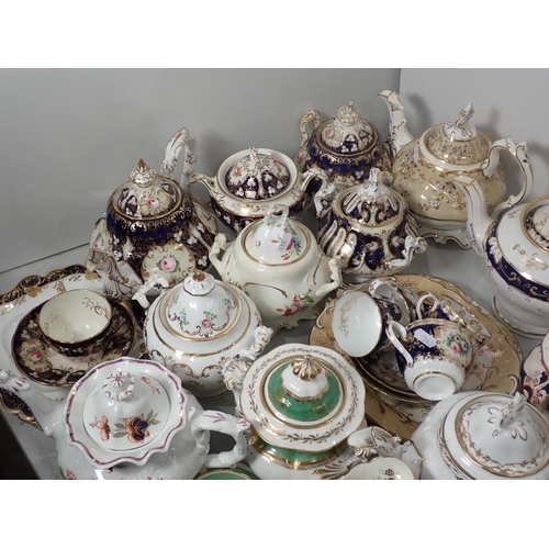 342 - A large quantity of mainly 19th Century Engliash china Tea Pots, Sucriers, Plates, Cups and Saucers,... 