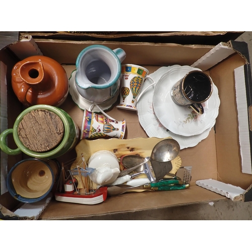 363 - Two boxes of ceramics including Chargers, Bowl, Jug, etc