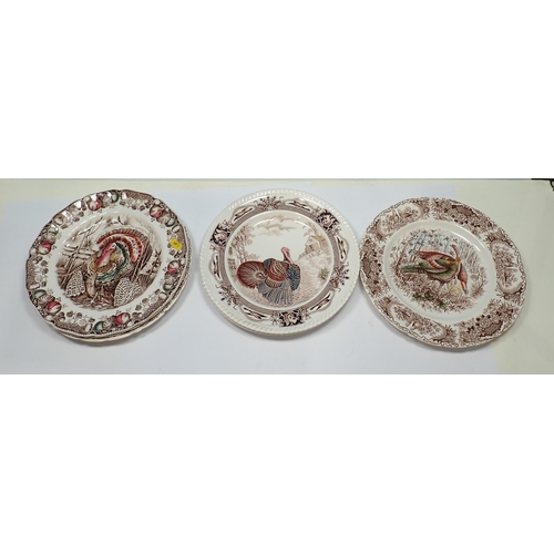 368A - Two Johnson Bros. Turkey Dishes and six Johnson Bros. Plates decorated Turkeys