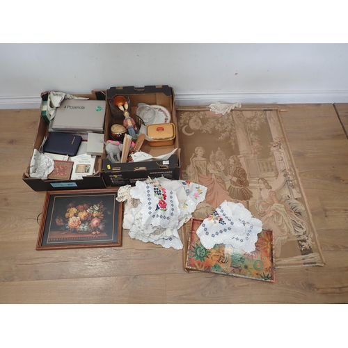 374A - Two boxes of Sundry items including Linen, Glassware, Placemats etc