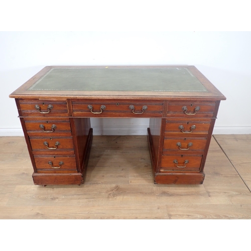 38 - A Victorian walnut pedestal Desk fitted nine drawers 4ft W x 2ft 4in H