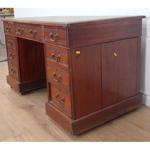 38 - A Victorian walnut pedestal Desk fitted nine drawers 4ft W x 2ft 4in H