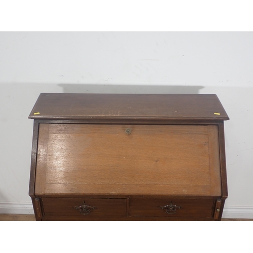 40 - An Edwardian oak Bureau fitted two short and two long drawers 3ft 3in H x 3ft W