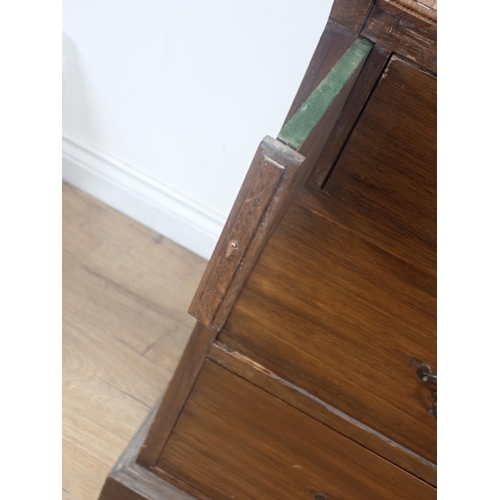 40 - An Edwardian oak Bureau fitted two short and two long drawers 3ft 3in H x 3ft W