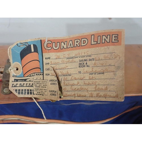 41 - Two old Luggage Cases with Cunard Lines labels