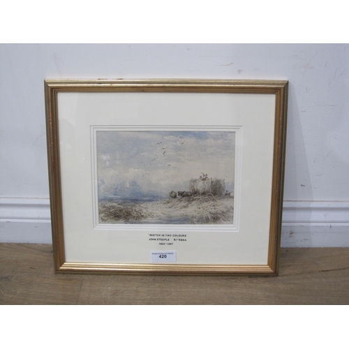 420 - JOHN STEEPLE R.I. RBSA 'Sketch in two colours' (a harvesting scene), signed with monogram and dated ... 