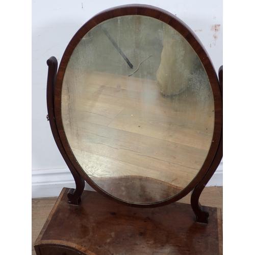 58 - A 19th Century walnut and chequer strung Dressing Mirror with serpentine box base 2ft H x 1ft 4in W ... 