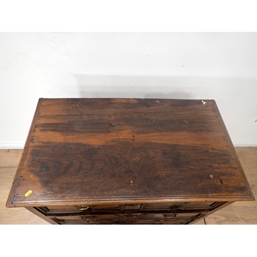 59 - An 18th Century moulded oak Chest fitted four long drawers on bracket feet 3ft 2in W x 3ft H