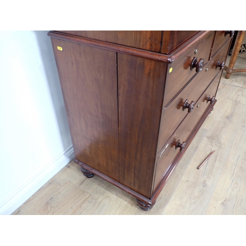 624 - A Victorian mahogany Linen Press fitted pair of cupboard doors above base fitted two short and two l... 