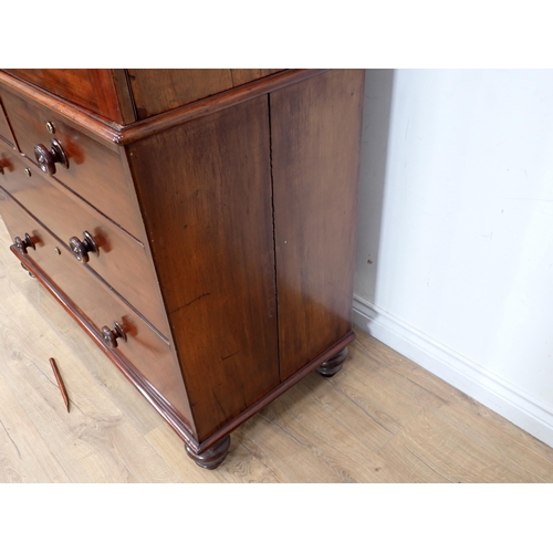 624 - A Victorian mahogany Linen Press fitted pair of cupboard doors above base fitted two short and two l... 