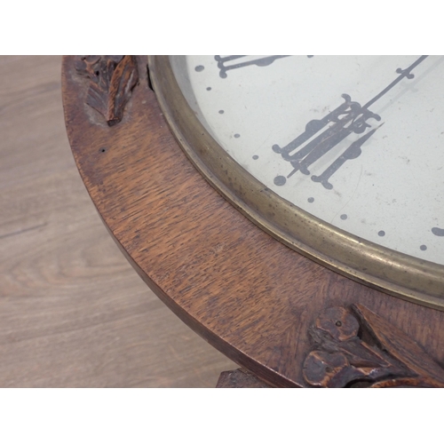 84 - A Victorian oak cased Wall Clock with fusee movement 22in