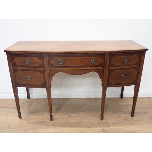 92 - A Georgian style mahogany and crossbanded bow fronted Sideboard fitted two drawers and cupboard door... 