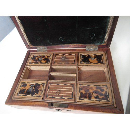 225 - A 19th Century rosewood Writing Box, 14in a tortoishell Work Box fitted compartments, 9 1/2 in and a... 