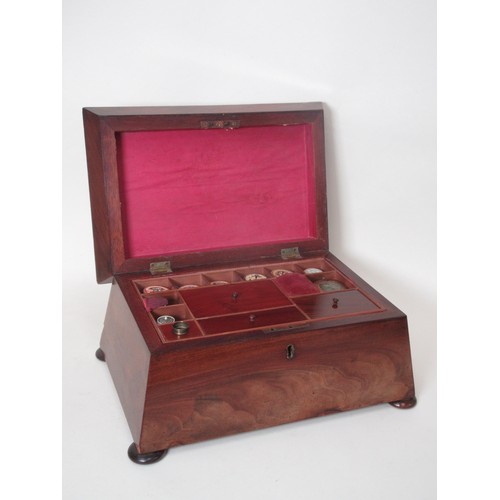 226 - A 19th Century mahogany Sewing Box with hinged cover enclosing compartments reels and accessories, 1... 