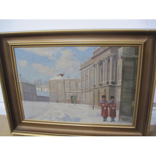 419 - HARALD PRYN. At the Amalienborg Palace, Copenhagen, signed, oil on canvas, 14 x 20in