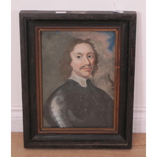 421 - ENGLISH SCHOOL. Portrait of a Man, traditionally identified as Oliver Cromwell, watercolour, 14 x 10... 