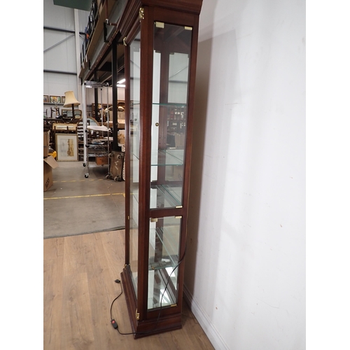 210 - A modern mahogany cased Display Cabinet with glass adjustable shelves 6ft4in H x 2ft 4in W