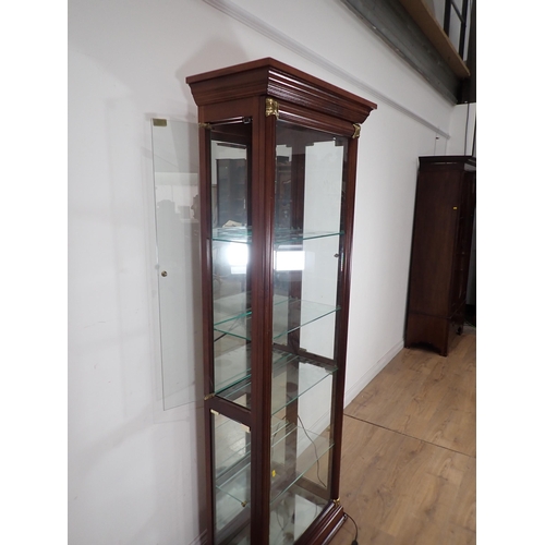 210 - A modern mahogany cased Display Cabinet with glass adjustable shelves 6ft4in H x 2ft 4in W