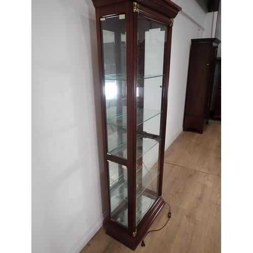 210 - A modern mahogany cased Display Cabinet with glass adjustable shelves 6ft4in H x 2ft 4in W