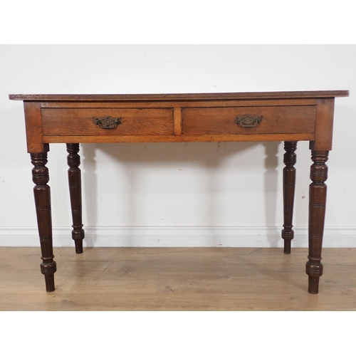 248 - An Edwardian oak Side Table fitted two frieze drawers 3ft 6in W x 2ft 3in H