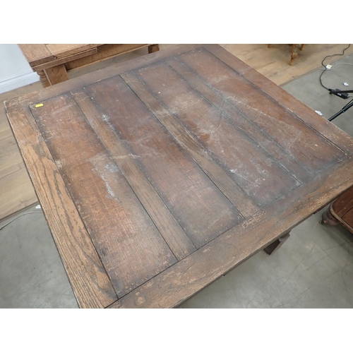 345 - A large oak Draw-leaf Dining Table with turned supports, 4ft closed x 3ft 6in and another oak draw-l... 