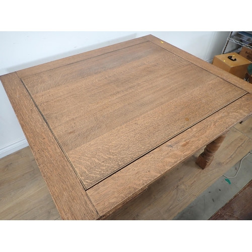 345 - A large oak Draw-leaf Dining Table with turned supports, 4ft closed x 3ft 6in and another oak draw-l... 