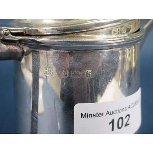 102 - A George V silver Hot Water Jug of straight tapering form, Birmingham 1917, 473gms all in