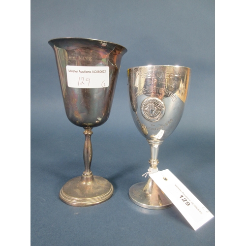 129 - A George V silver Motoring Trophy, Chester 1919, and a silver Goblet, Birmingham 1972