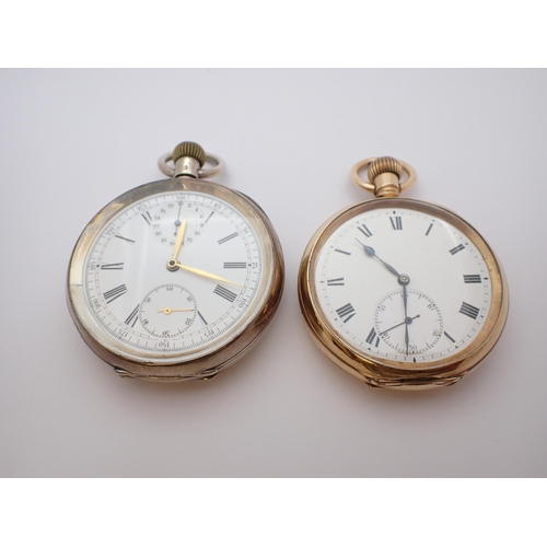 162 - A Continental silver cased open faced keyless wind Pocket Watch the white enamel dial with roman num... 