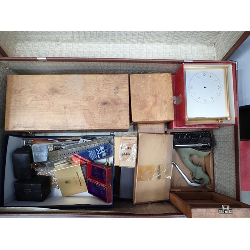 197 - A metal Cabinet and a Luggage Case of Watchmaker's Parts