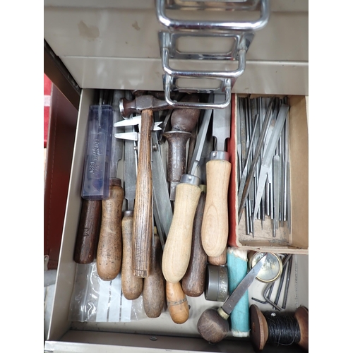 197 - A metal Cabinet and a Luggage Case of Watchmaker's Parts