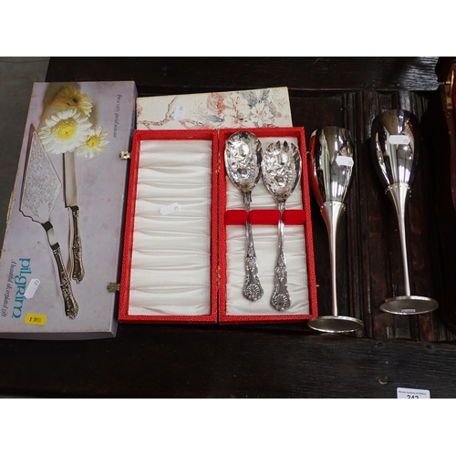 199 - A Canteen of plated Cutlery, a pair of plated Goblets and three cases of Plated Items