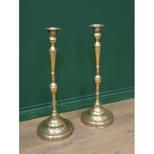 213 - A pair of tall brass Candlesticks 2ft 2in H