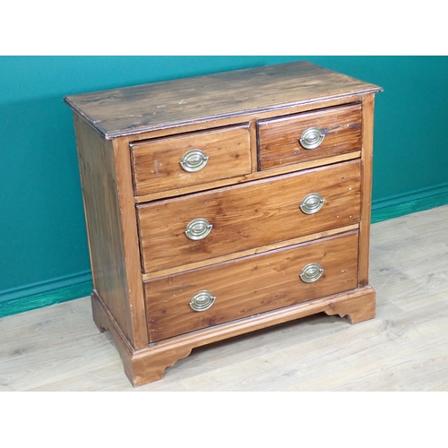 254 - A 19th Century stained pine Chest of two short and two long drawers 2ft 10in W x 2ft 7in H