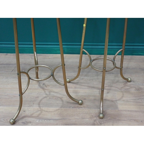 259 - A pair of brass flare rimmed Jardinières on stands with ball feet 3ft 3in H x 1ft D