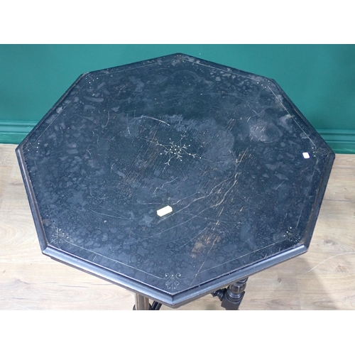 271 - A Victorian ebonised octagonal Centre Table and a pair of Victorian walnut balloon back Chairs with ... 