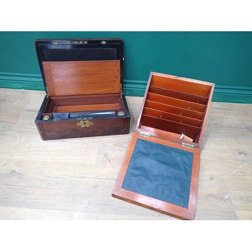 280 - A Victorian walnut slope fronted Desk Box and a 19th Century mahogany and brass bound Writing Box