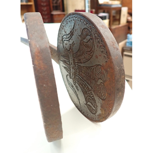 280A - A Wafering Iron with Prince of Wales feather design to the circular end. Provenance: Hampton Court, ... 