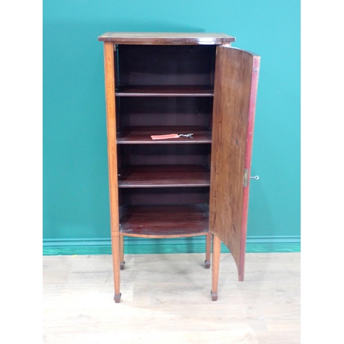 328 - An Edwardian mahogany and rosewood crossbanded bow fronted Cupboard fitted single door mounted upon ... 