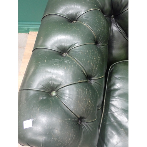 331 - A green leather button upholstered Chesterfield Sofa 5ft 2in W x 2ft 4in H